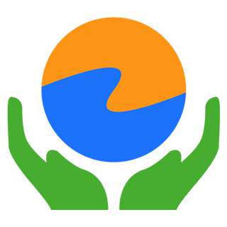 Logo for the CWSPN, showing two green hands supporting two clasped hands in blue and orange.